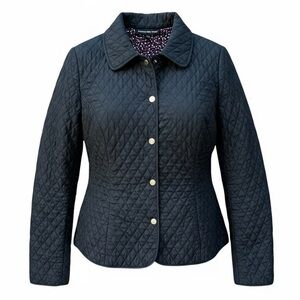 Briggs New York Black Lightweight Quilted Jacket Coat Snap Closure Size L